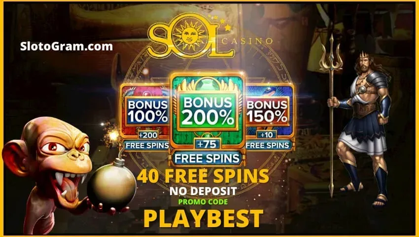 100 Spins Gratis Teu Deposit (Kodeu Bonus PLAYBEST) dina kasino SOL aya dina poto!