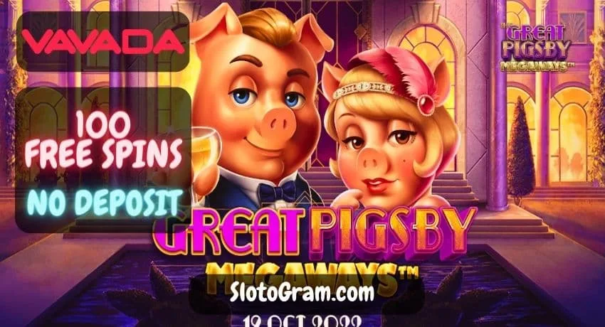 Бонус без депозита в слоте The Great Pigsby Megaways в виде 100 бесплатных вращений есть на фото.