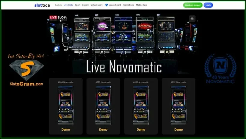 لائیو Novomatic in Slottica کیسینو تصویر پر ہے۔
