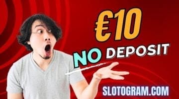 En la foto se muestra un bono de 10€ sin depósito en un casino online en manos de un joven jugador.