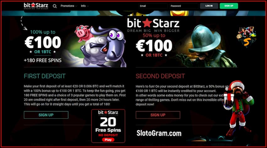 20 Бесплатных Вращений Без Депозита В Крипто Казино BitStarz! 4 Бонусы за первый и второй депозиты в казино Bitstarz на сайте SlotoGram есть на фото!