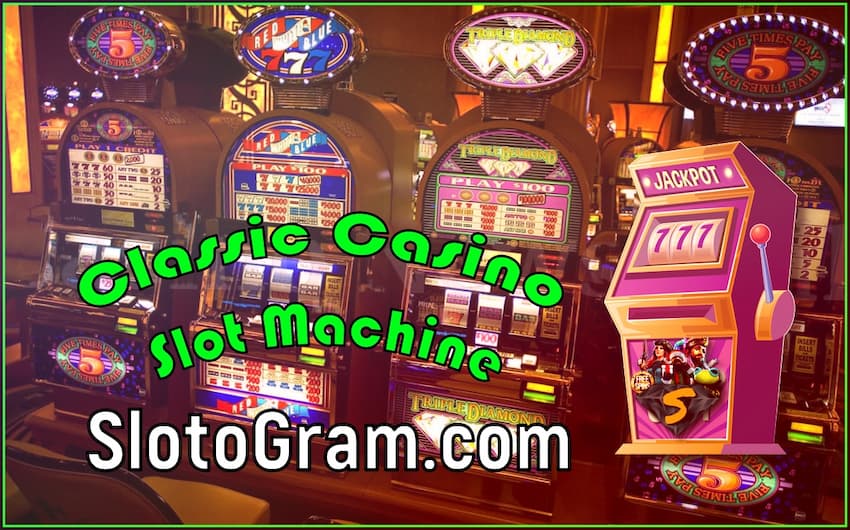 La clásica máquina tragamonedas de casino One-Arms Bandit está en la foto.