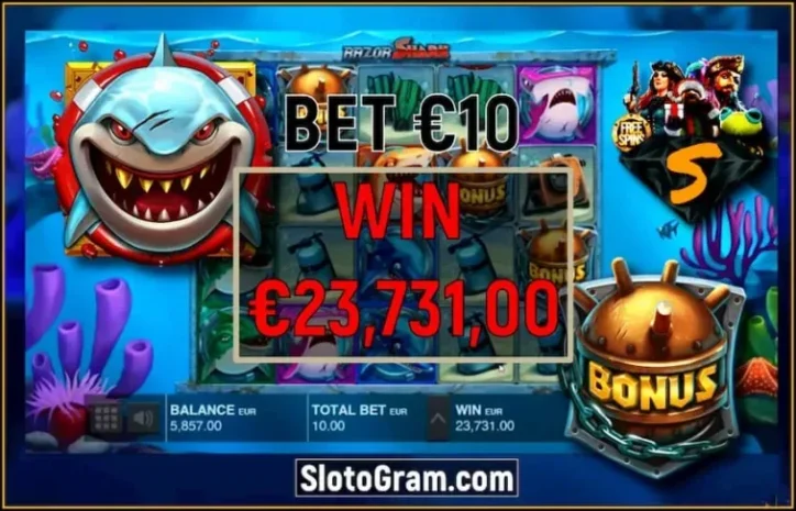 Большой Выигрыш в слоте Razor Shark от провайдера Push Gaming есть на фото.