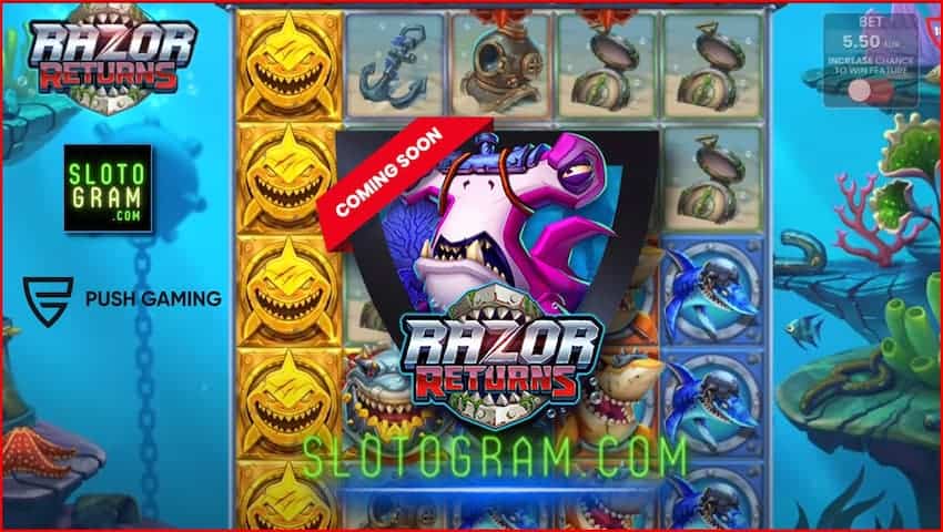 На снимке представлен новый слот Shark Returns от провайдера Push Gaming для онлайн казино 2025 года.