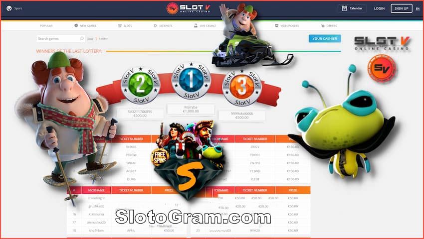Review and Bonuses of European Crypto Casino Slot V 2023! 7 Lotteries at Slot V casino, sports betting and e-sports betting are in the photo.