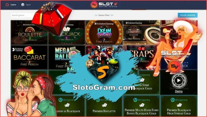 Los juegos de mesa del casino Slot V están en la foto.