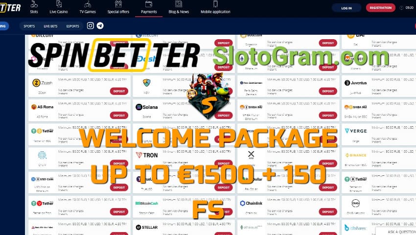 Обзор и Бонус €1500 +150 Бесплатных Вращений в Казино SpinBetter! 3 Используй огромный выбор платежных систем для депозитов и получения выплат из казино SpinBetter на этой картинке.