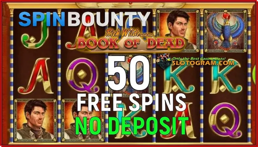 Получи 60 Вращений Без Депозита в Cлоте Book of Dead в Spinbounty на фото.