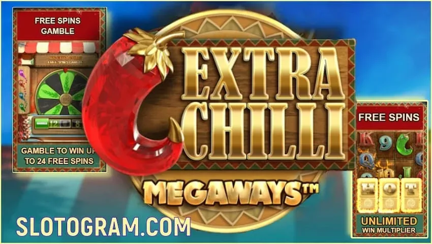 Trosolwg slot Extra Chilli Megaways gan ddarparwr casino Big Time Gaming ar y llun.