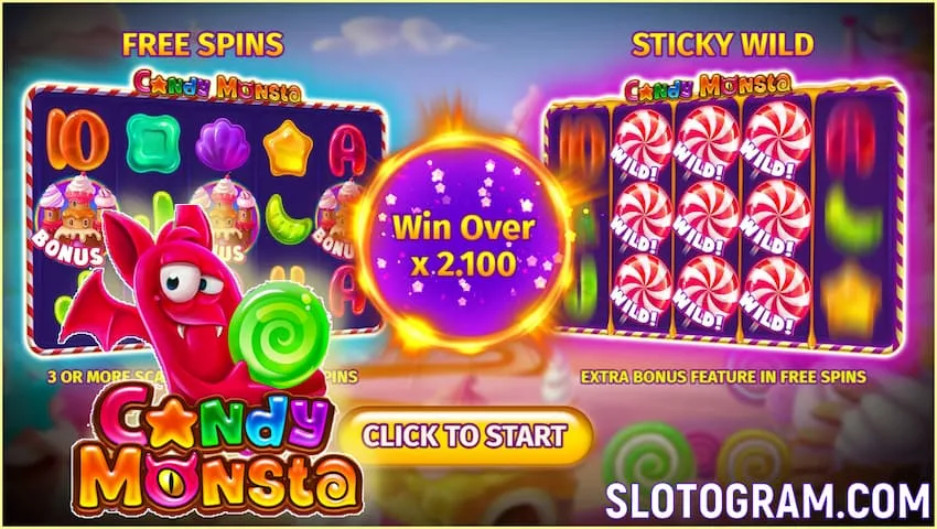 Big win with multiplier in the slot Candy Monstra on the picture.