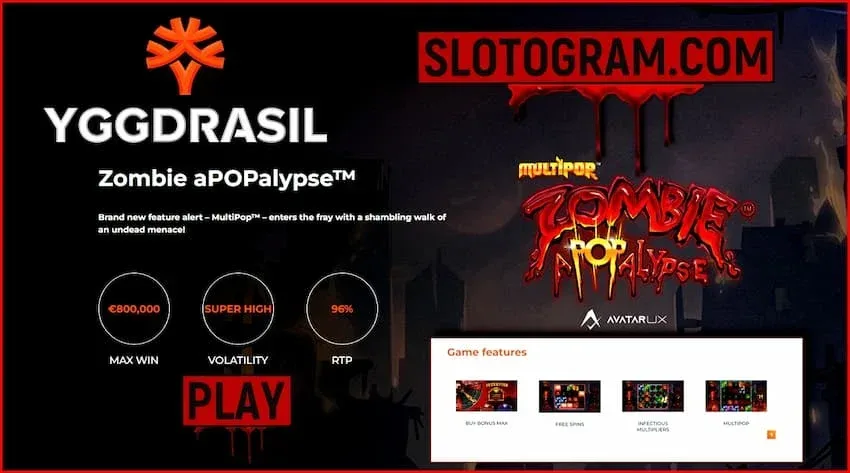 Ny spor Zombie aPOPalypse med ny funksjon MultiPop fra leverandør YGGDRASIL på bildet.