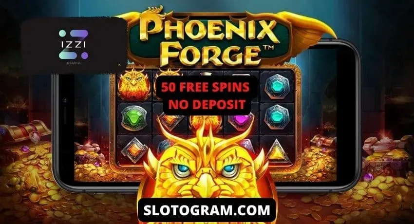 50 бесплатных вращений в слоте Phoenix Forge в казино IZZI на фото.